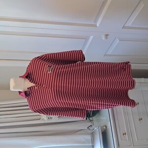 Ahead Authentic Mens Red/ White Striped Golf Polo Shirt Ryder Cup VALHALLA S-M